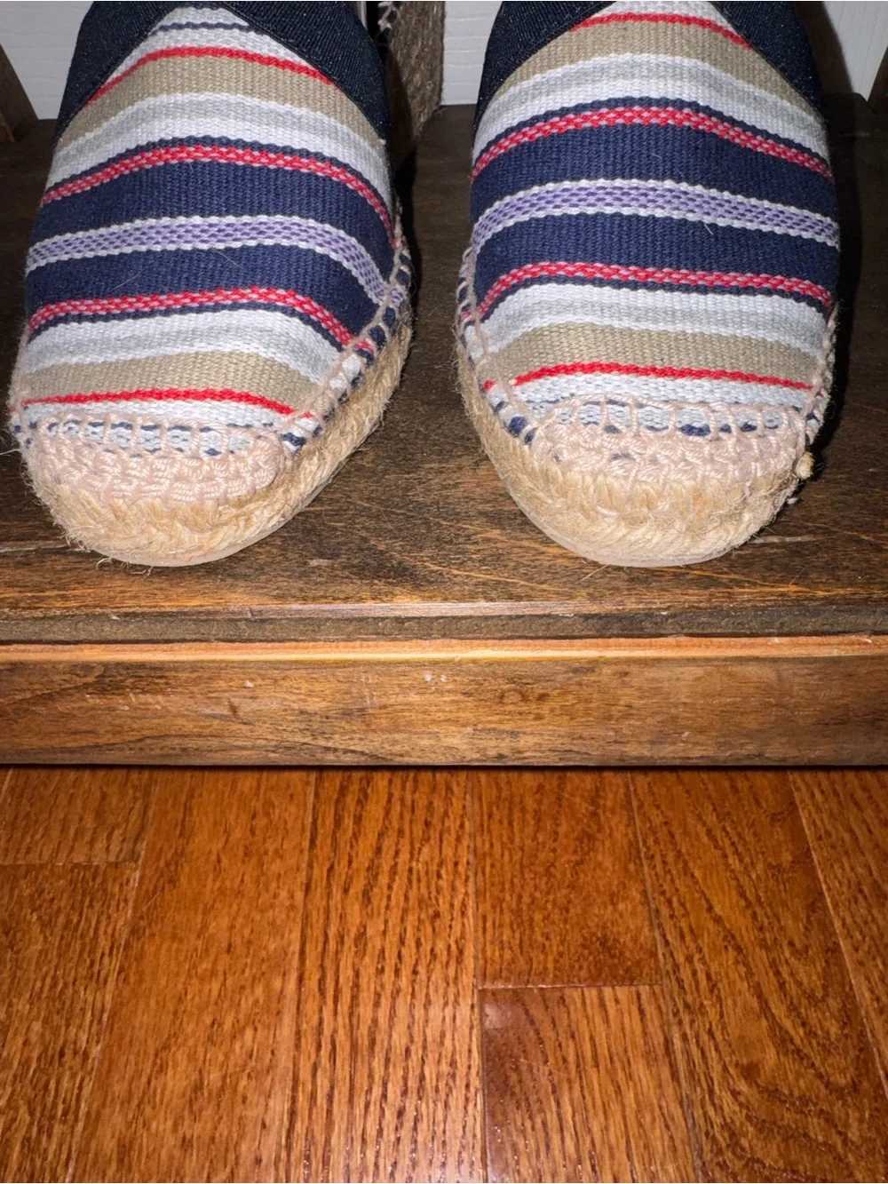 Toni Pons Striped Espadrille Wedge Sandals Navy Red Tan Size 37 / US 7